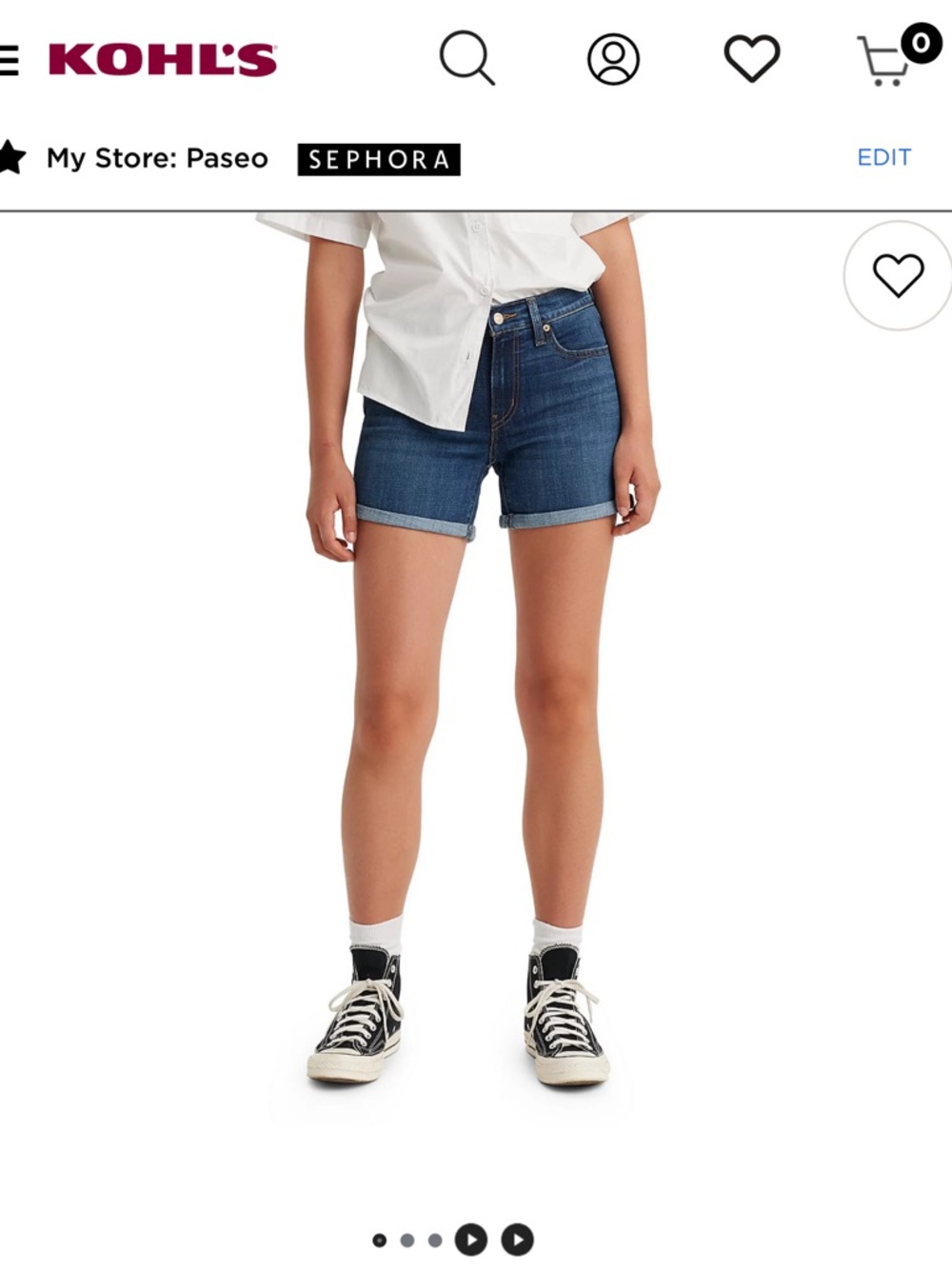 Levi's Dark Blue Rolled-Hem Denim Shorts